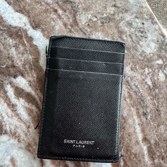 SAINT LAURENT BILL CLIP WITH CARD CASE IN GRAIN DE POUDRE LEATHER - Picture 1 of 3